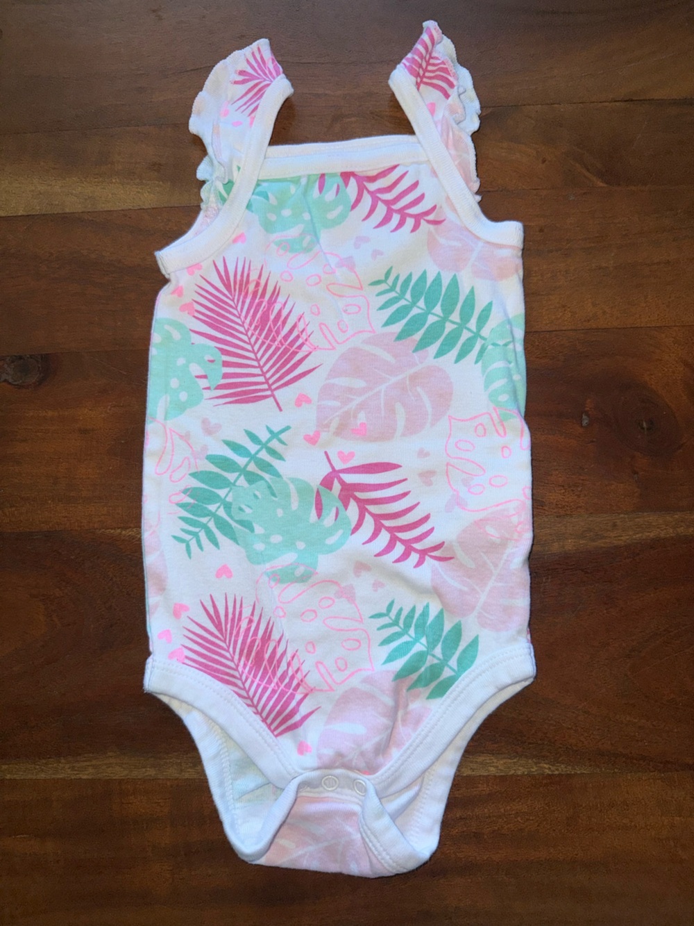Koala Kids Tropical Leaf Print One-Piece in Pink & Mint